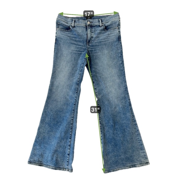 Express 70s Flare Midrise Jeans Medium Wash Denim Boho Stretch Retro Size 14 - Picture 6 of 6